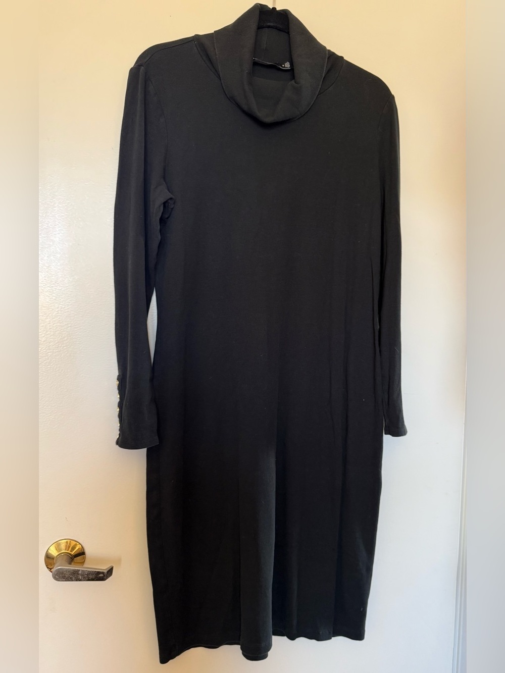 Lauren Ralph Lauren Black Label Black Turtleneck Long Sleeve Midi Dress 16
